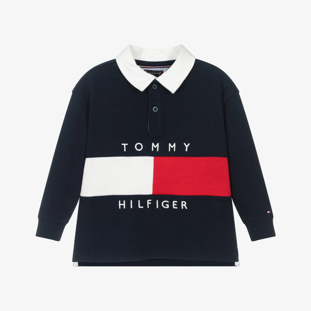 Tommy Hilfiger-Синий рубашка поло с флагом для мальчиков | Childrensalon Outlet