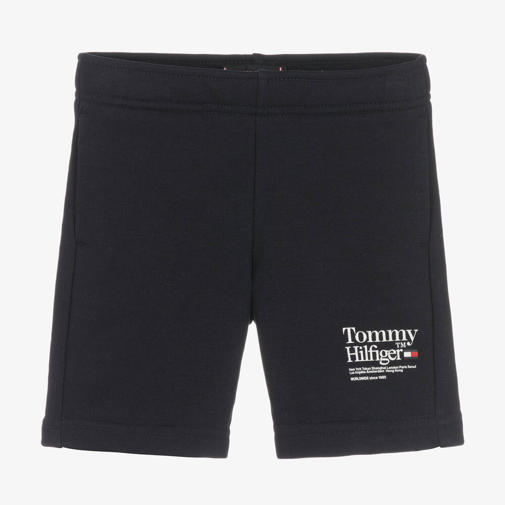 Tommy Hilfiger - Boys Navy Blue Cotton Jersey Logo Shorts | Childrensalon
