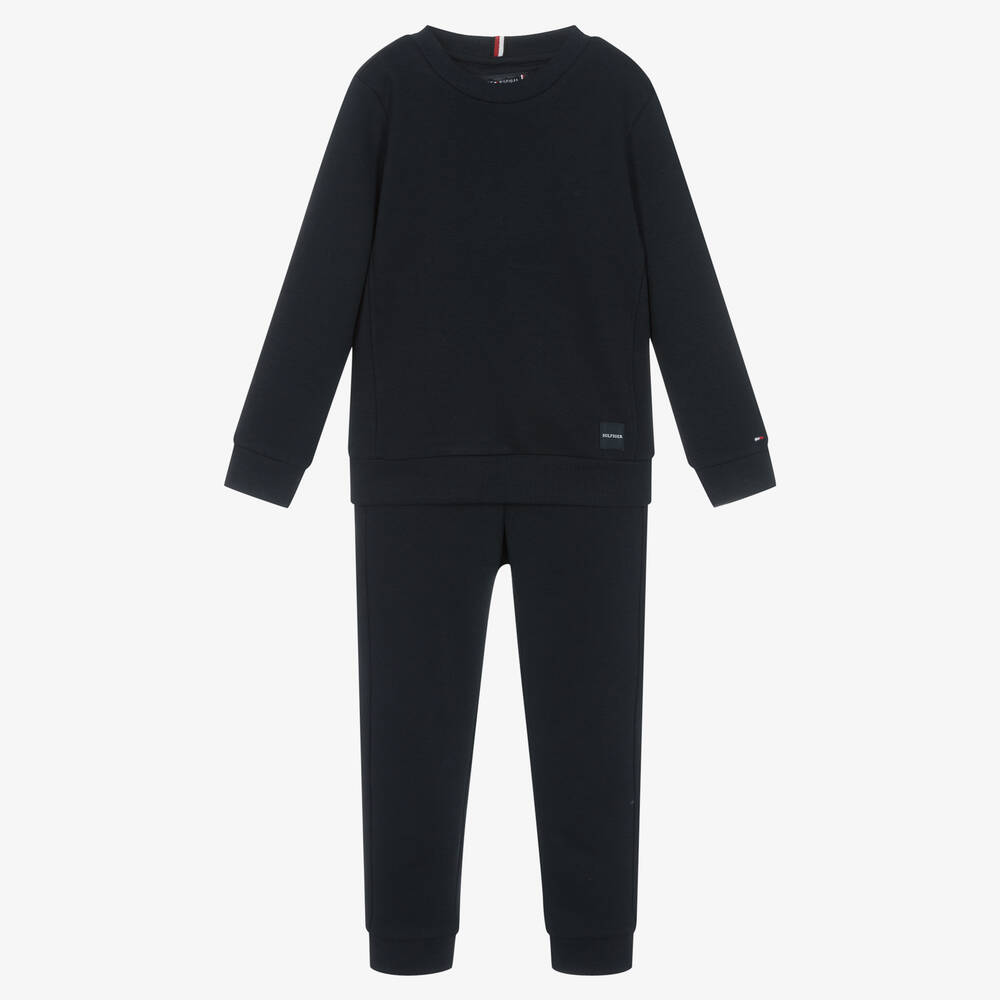Boys Navy Blue Cotton Jersey Tracksuit