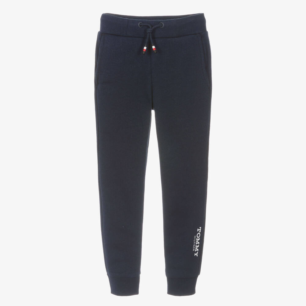 Tommy Hilfiger-Boys Navy Blue Cotton Joggers with Logo Detailing | Childrensalon Outlet