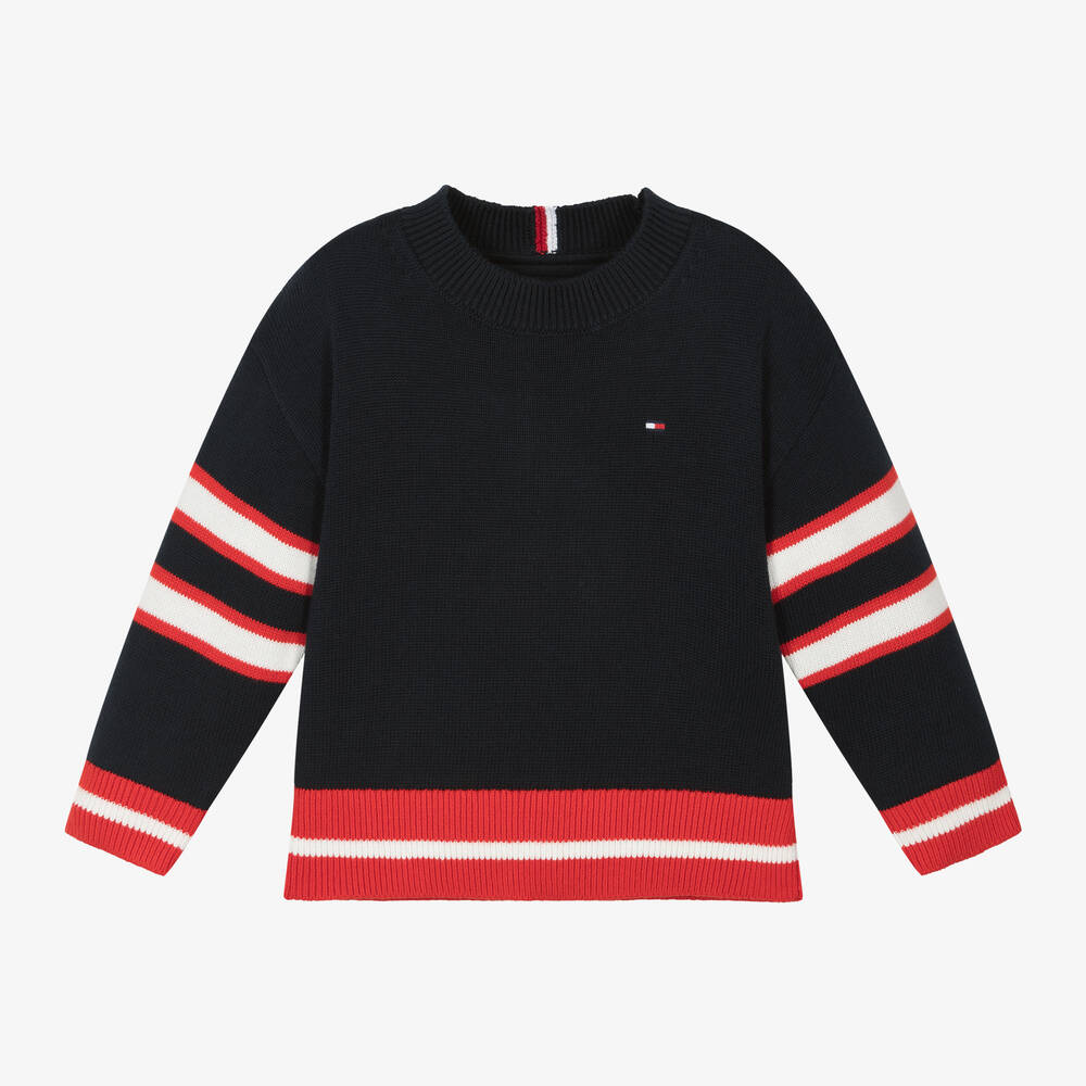 Tommy Hilfiger-Boys Navy Blue Cotton Jumper | Childrensalon Outlet
