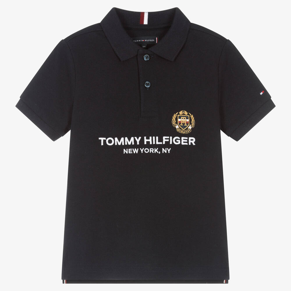 Tommy Hilfiger - توب بولو قطن بيكيه لون كحلي للأولاد | Childrensalon