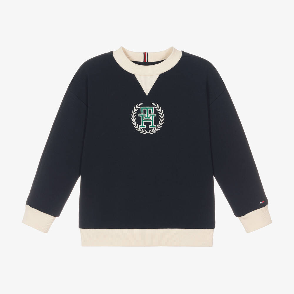 Tommy Hilfiger-سويتشيرت بطبعة مونوغرام قطن لون كحلي للأولاد | Childrensalon Outlet