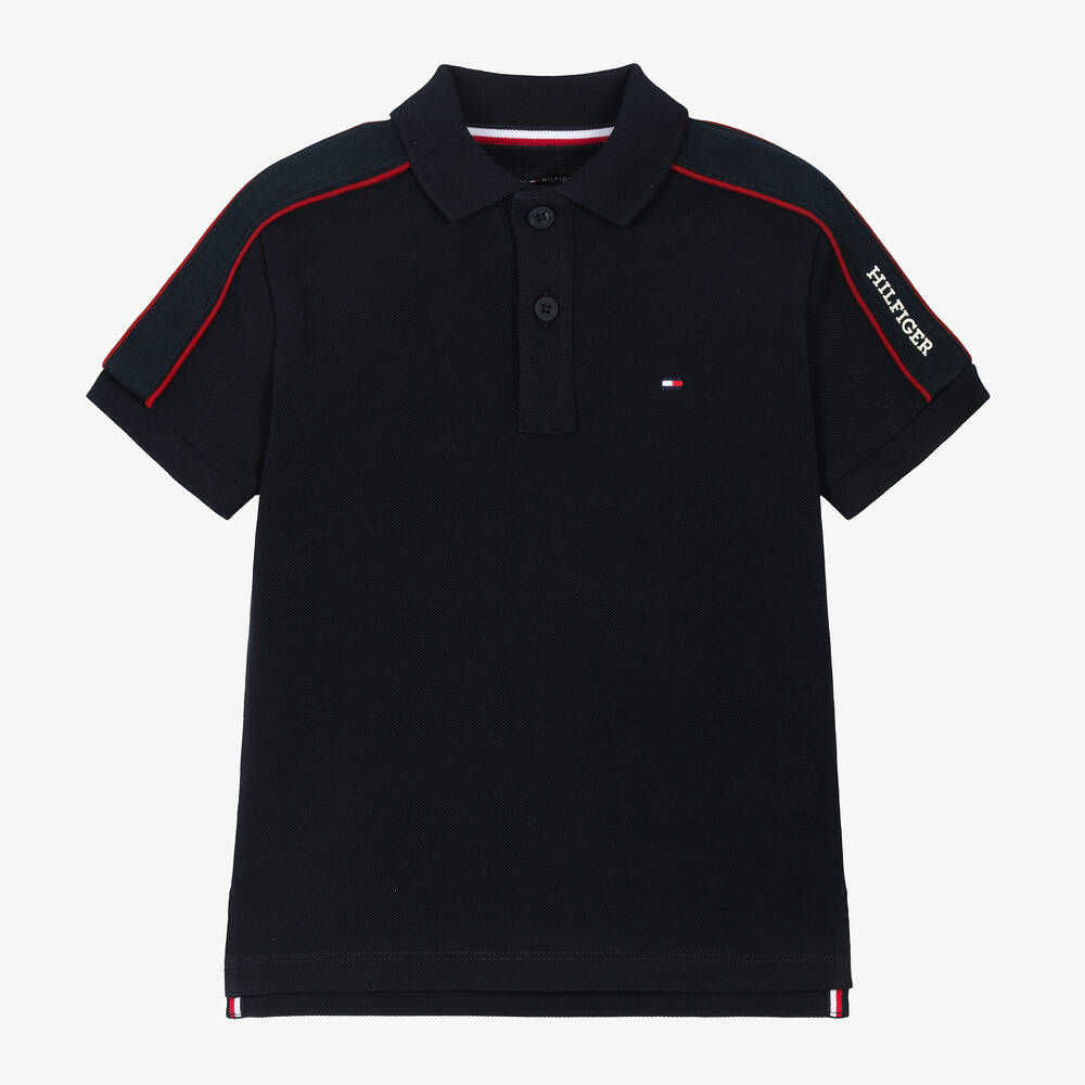 Tommy Hilfiger-Boys Navy Blue Cotton Piqué Polo Shirt | Childrensalon Outlet