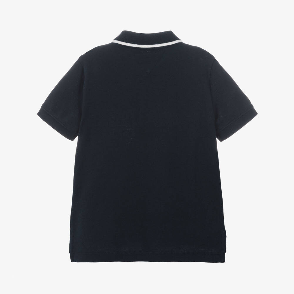 Tommy Hilfiger-Boys Navy Blue Cotton Piqué Polo Shirt | Childrensalon Outlet