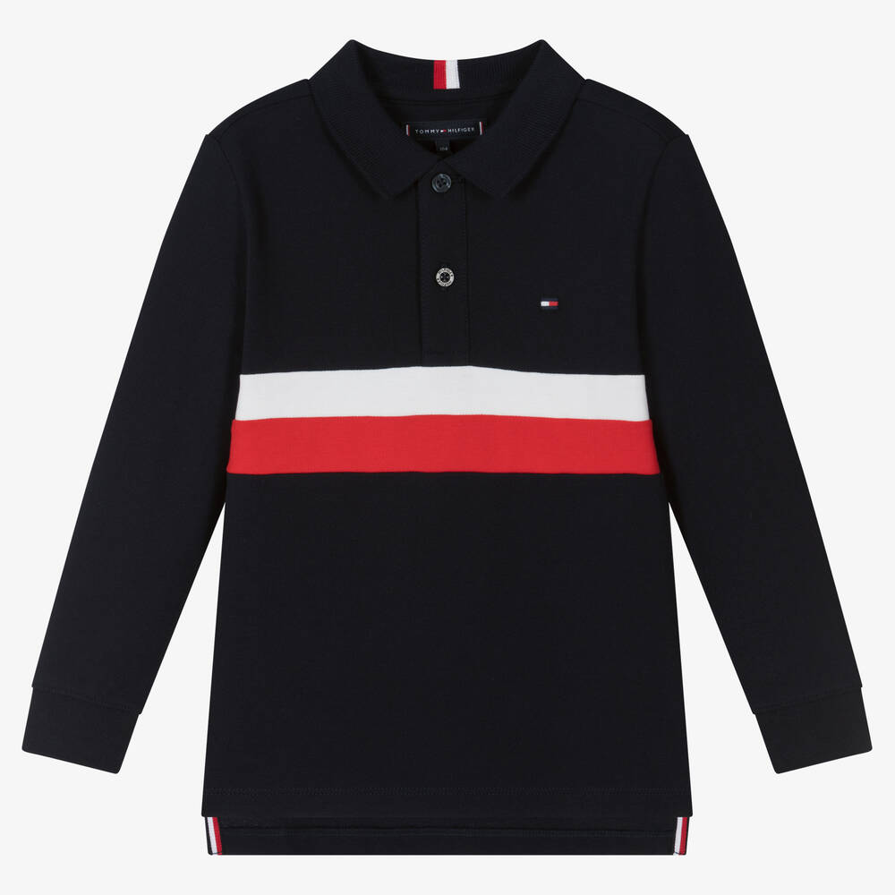 Tommy Hilfiger - Boys Navy Blue Cotton Polo Shirt | Childrensalon