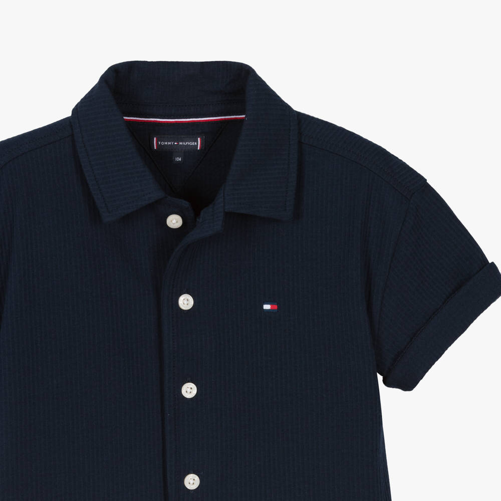 Tommy Hilfiger-Синий топ из ткани сёрсакер для мальчиков | Childrensalon Outlet