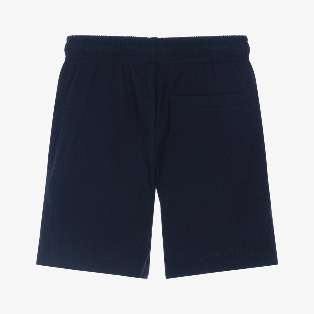 Tommy Hilfiger-Boys Navy Blue Cotton Seersucker Jersey Shorts | Childrensalon Outlet
