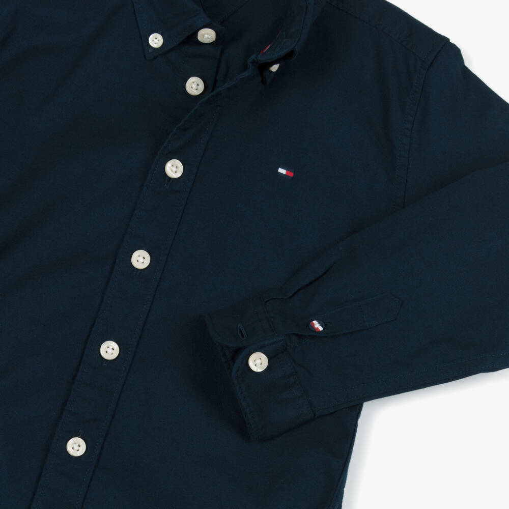 Tommy Hilfiger-Boys Navy Blue Cotton Shirt | Childrensalon Outlet