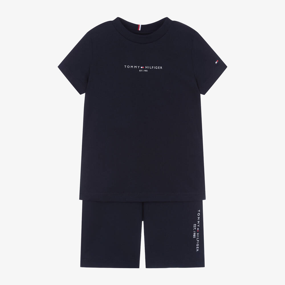 Tommy Hilfiger-Boys Navy Blue Cotton Shorts Set | Childrensalon Outlet