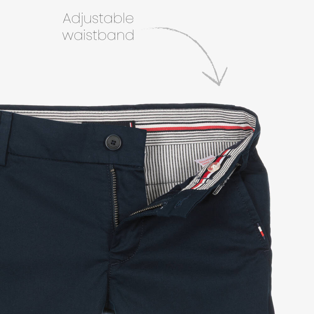 Tommy Hilfiger-Boys Navy Blue Cotton Slim Fit Chino Trousers | Childrensalon Outlet