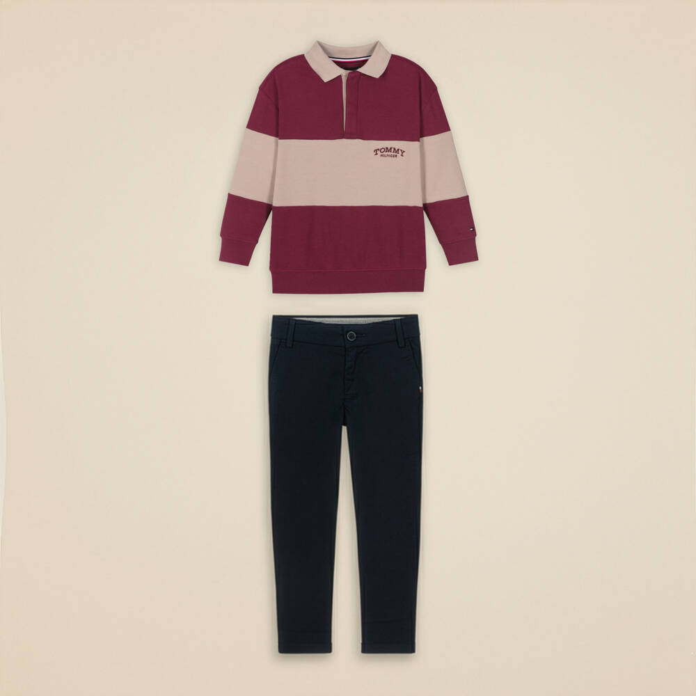 Tommy Hilfiger-Boys Navy Blue Cotton Slim Fit Chino Trousers | Childrensalon Outlet