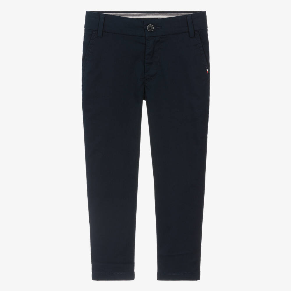 Tommy Hilfiger-Boys Navy Blue Cotton Slim Fit Chino Trousers | Childrensalon Outlet