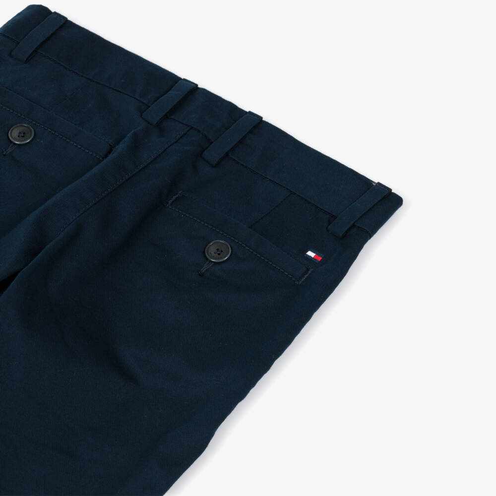 Tommy Hilfiger-Boys Navy Blue Cotton Slim Fit Chino Trousers | Childrensalon Outlet