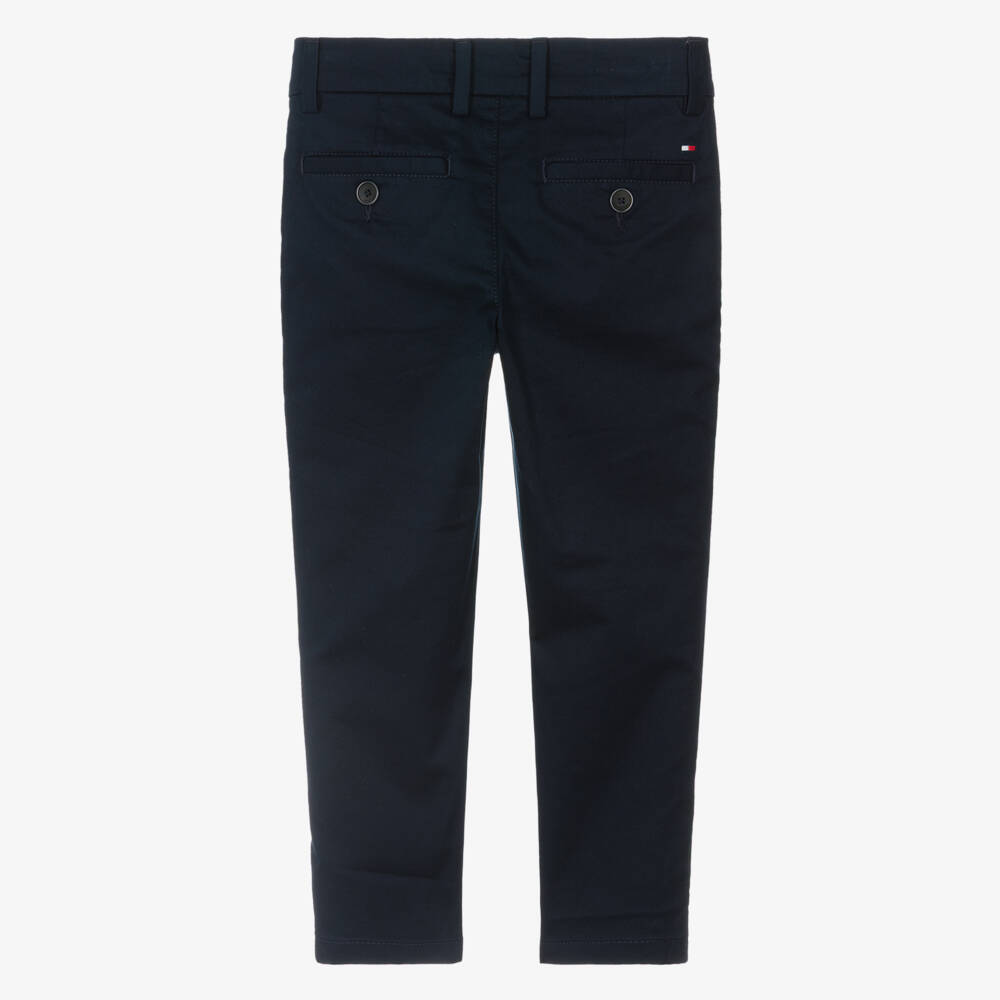 Tommy Hilfiger-Boys Navy Blue Cotton Slim Fit Chino Trousers | Childrensalon Outlet