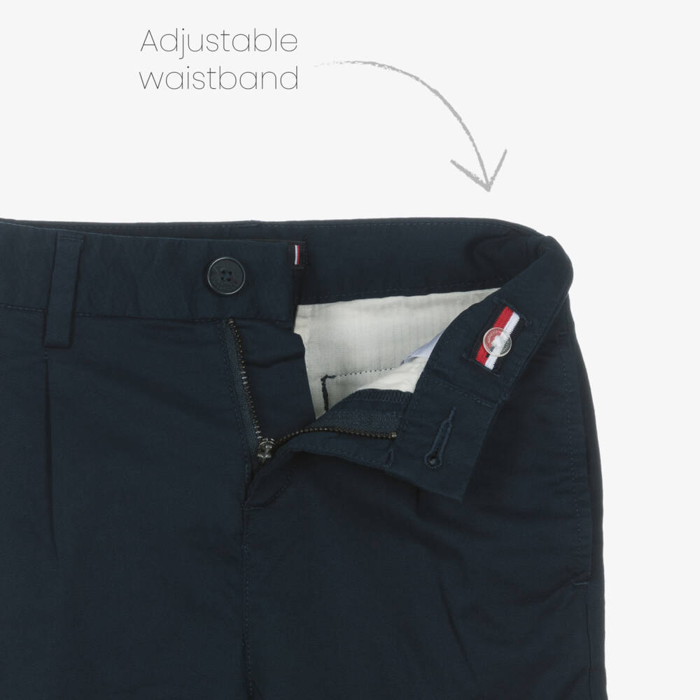 Tommy Hilfiger-Boys Navy Blue Cotton Straight Fit Chinos | Childrensalon Outlet