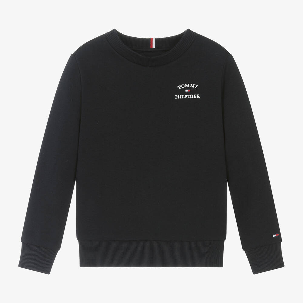 Tommy Hilfiger Boys Navy Blue Cotton Sweatshirt Childrensalon Outlet