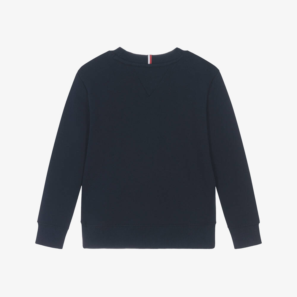 Tommy Hilfiger-Boys Navy Blue Cotton Sweatshirt with Script Flag Logo | Childrensalon Outlet
