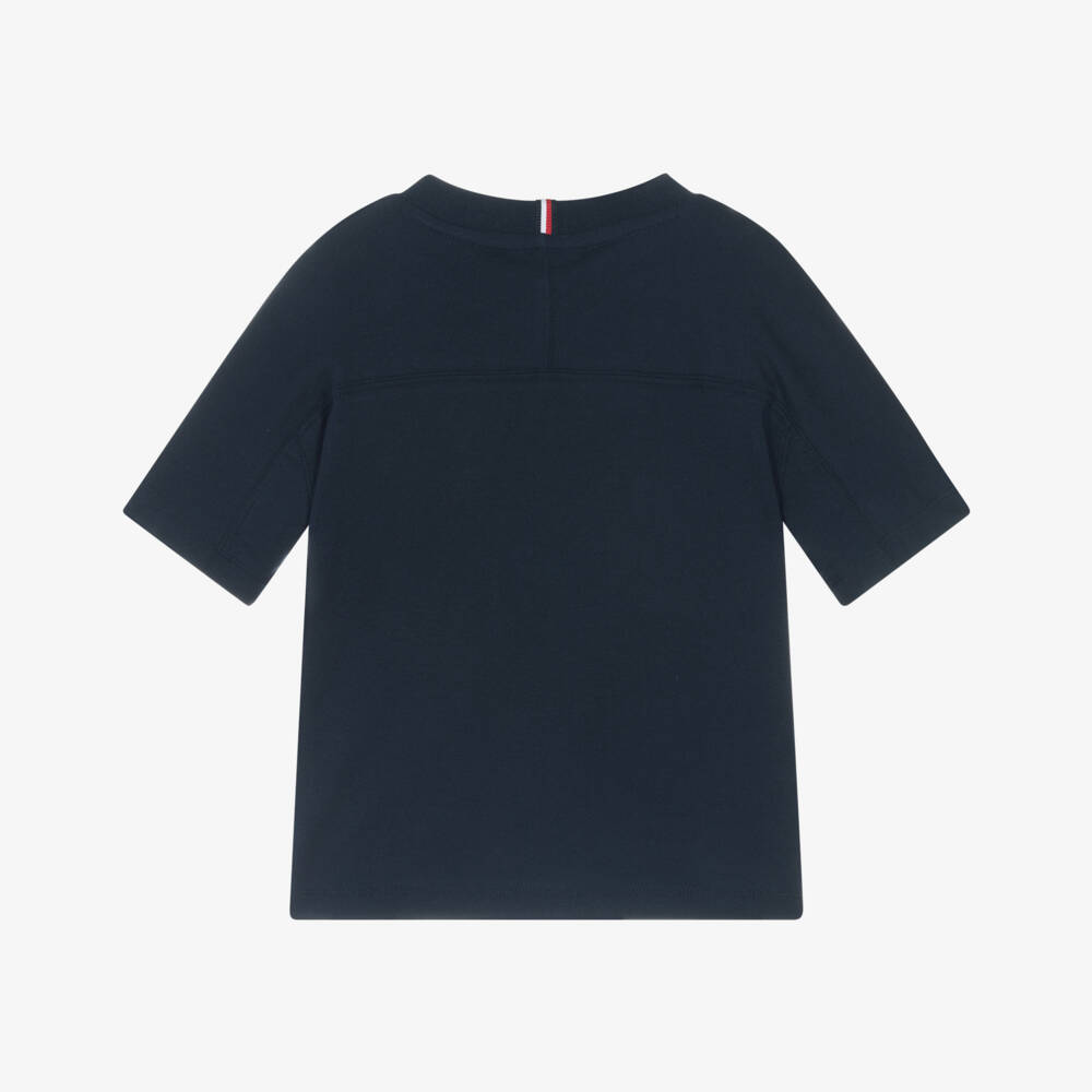 Tommy Hilfiger-Boys Navy Blue Cotton T-Shirt with Varsity Logo | Childrensalon Outlet