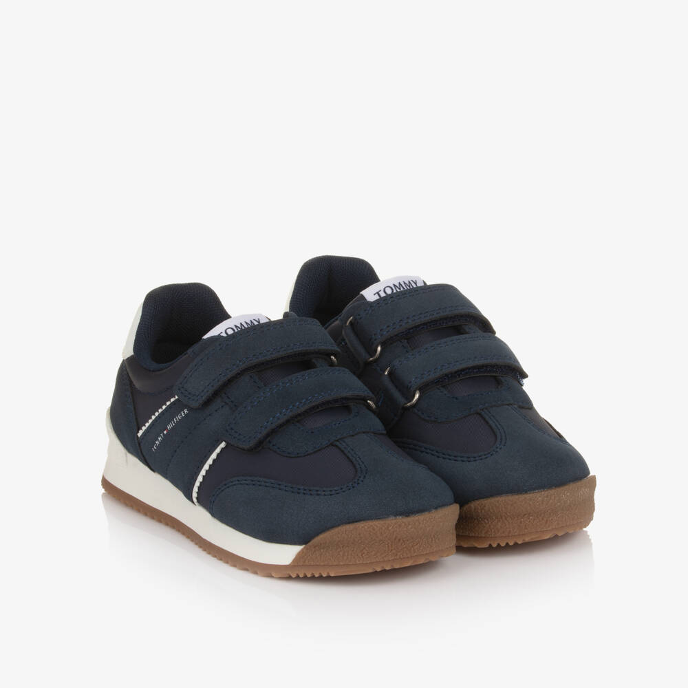 Tommy Hilfiger-Boys Navy Blue Double Velcro Trainers | Childrensalon Outlet