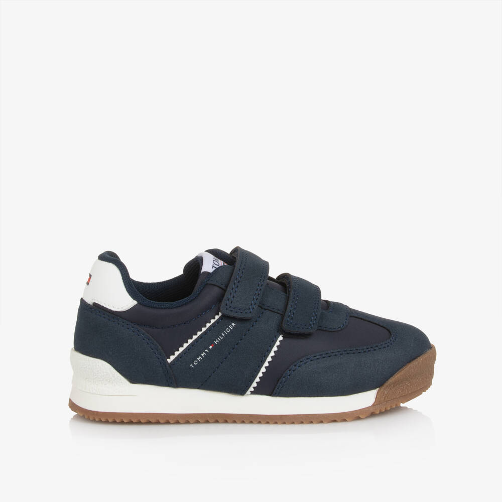 Tommy Hilfiger-Boys Navy Blue Double Velcro Trainers | Childrensalon Outlet