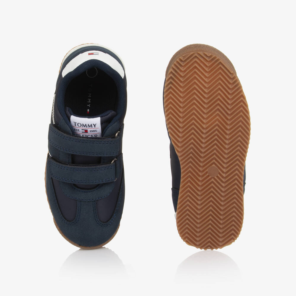 Tommy Hilfiger-Boys Navy Blue Double Velcro Trainers | Childrensalon Outlet