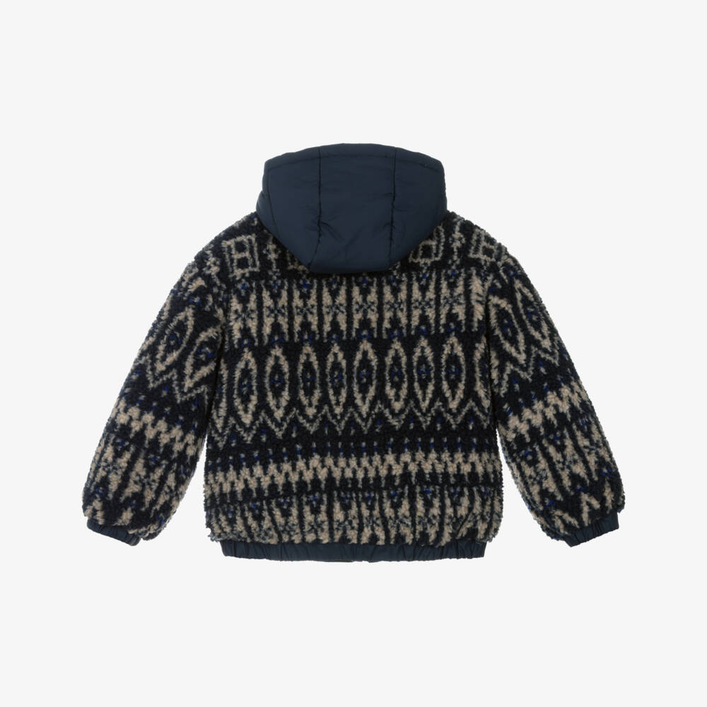Tommy Hilfiger-Boys Navy Blue Fair Isle Patterned Fleece Jacket | Childrensalon Outlet