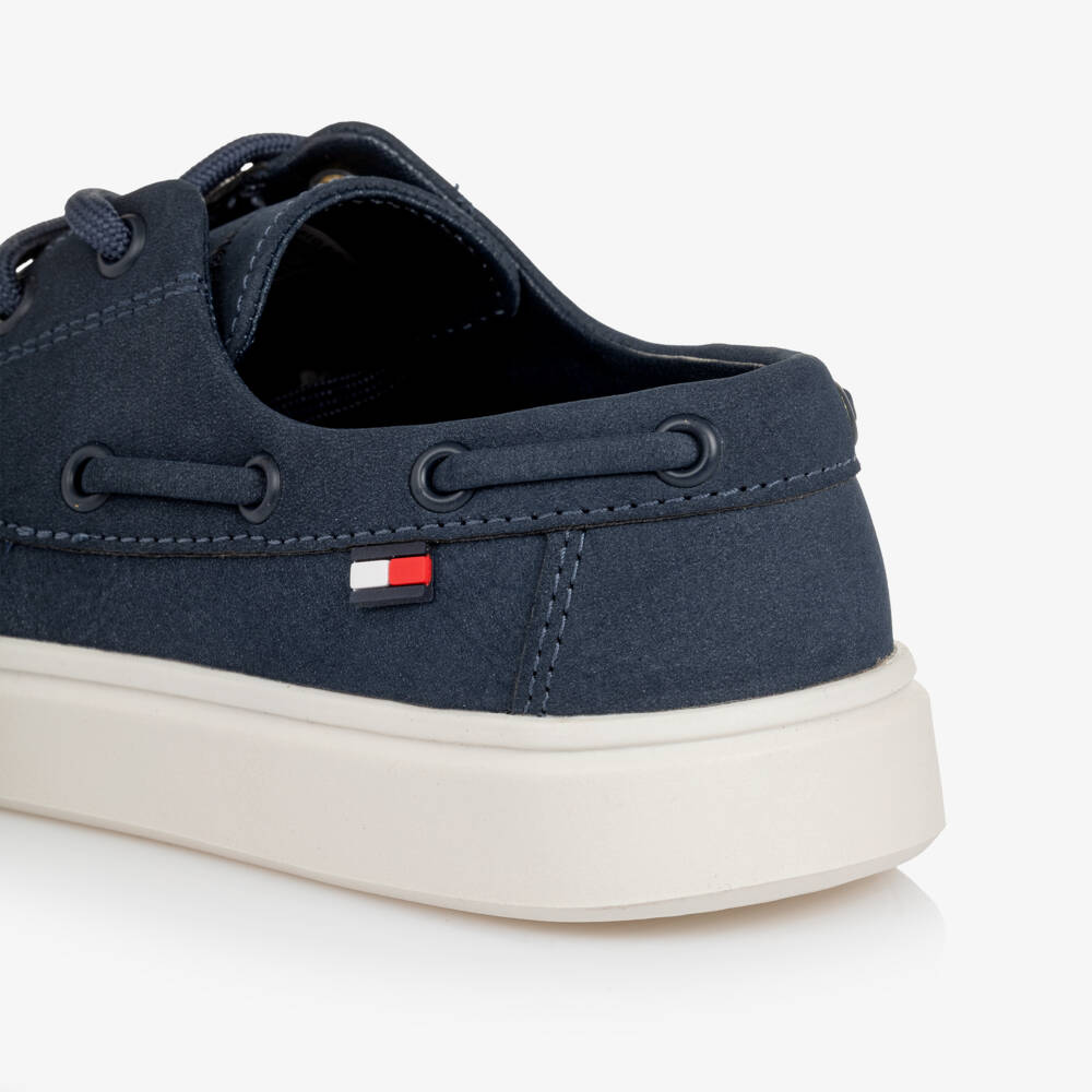 Tommy Hilfiger-Boys Navy Blue Faux Suede Lace-Up Deck Shoes | Childrensalon Outlet