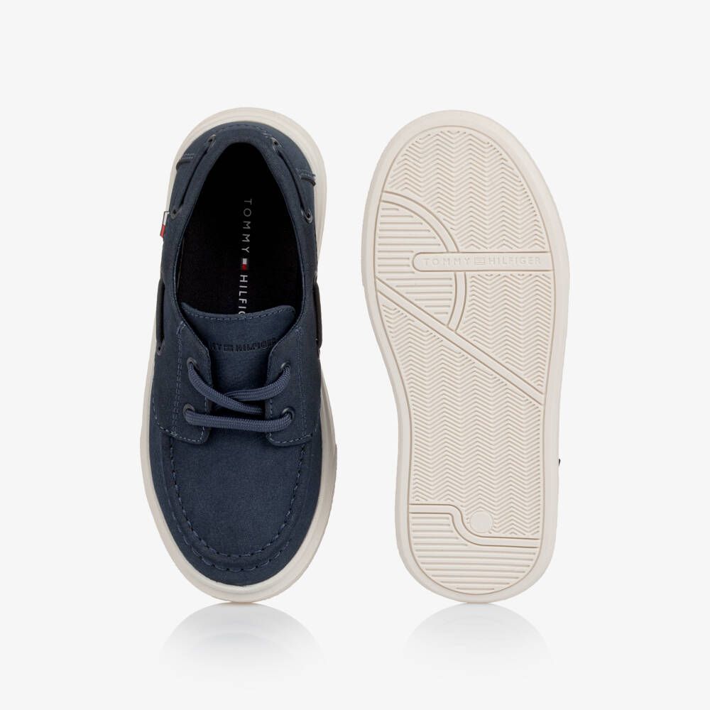 Tommy Hilfiger-Boys Navy Blue Faux Suede Lace-Up Deck Shoes | Childrensalon Outlet