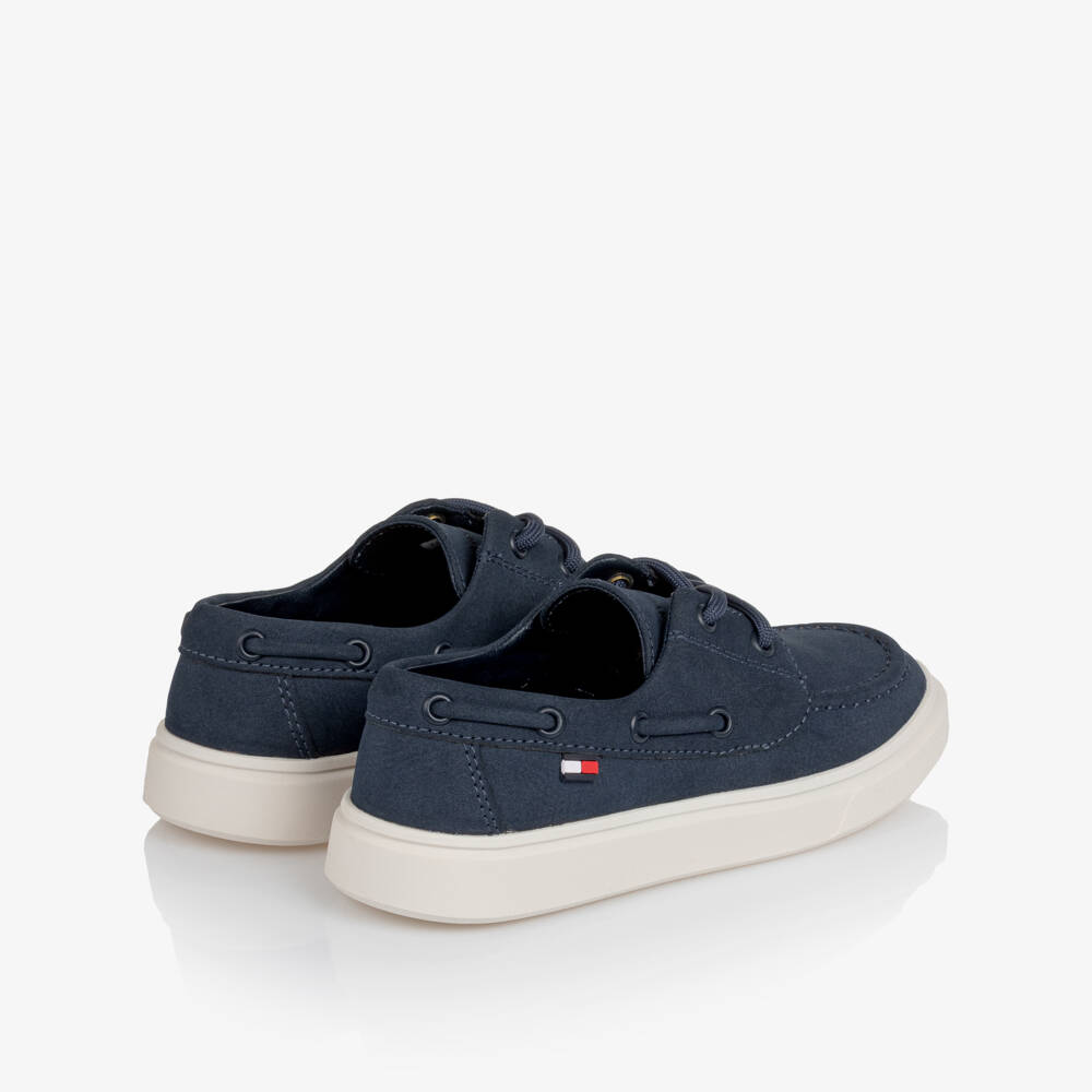 Tommy Hilfiger-Boys Navy Blue Faux Suede Lace-Up Deck Shoes | Childrensalon Outlet