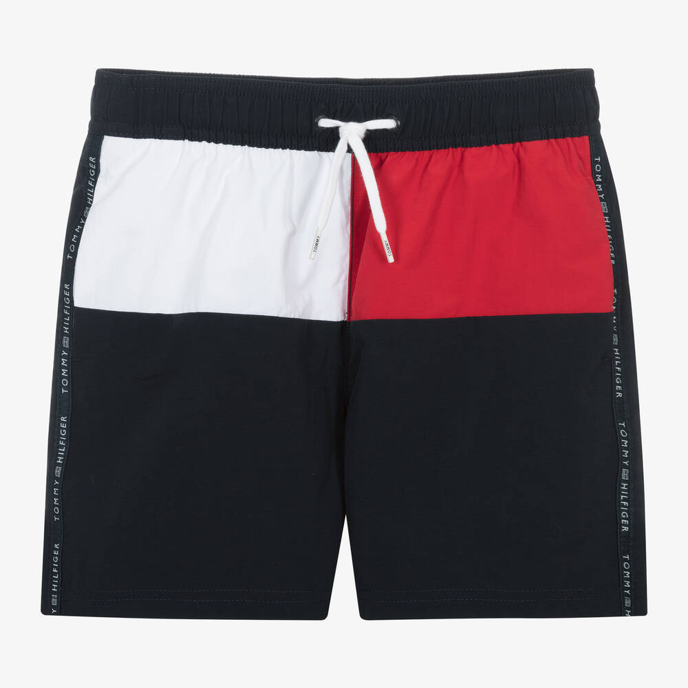 Tommy Hilfiger-Boys Navy Blue Flag Swim Shorts | Childrensalon Outlet