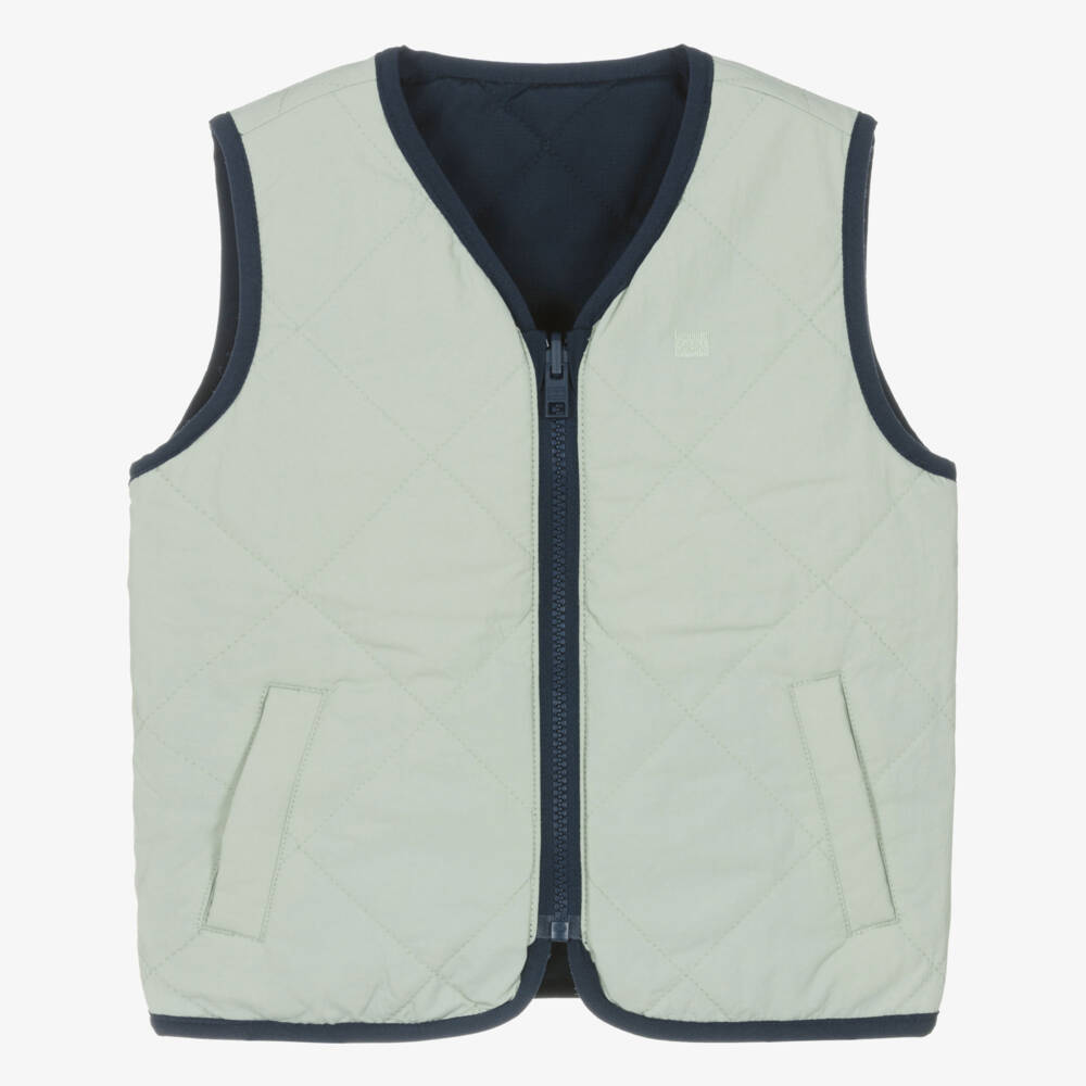Tommy Hilfiger-Boys Navy Blue & Green Reversible Gilet | Childrensalon Outlet