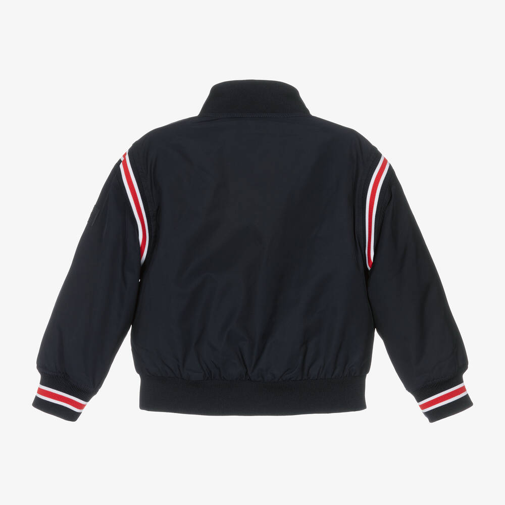 Tommy Hilfiger-Boys Navy Blue Hooded Bomber Jacket | Childrensalon Outlet