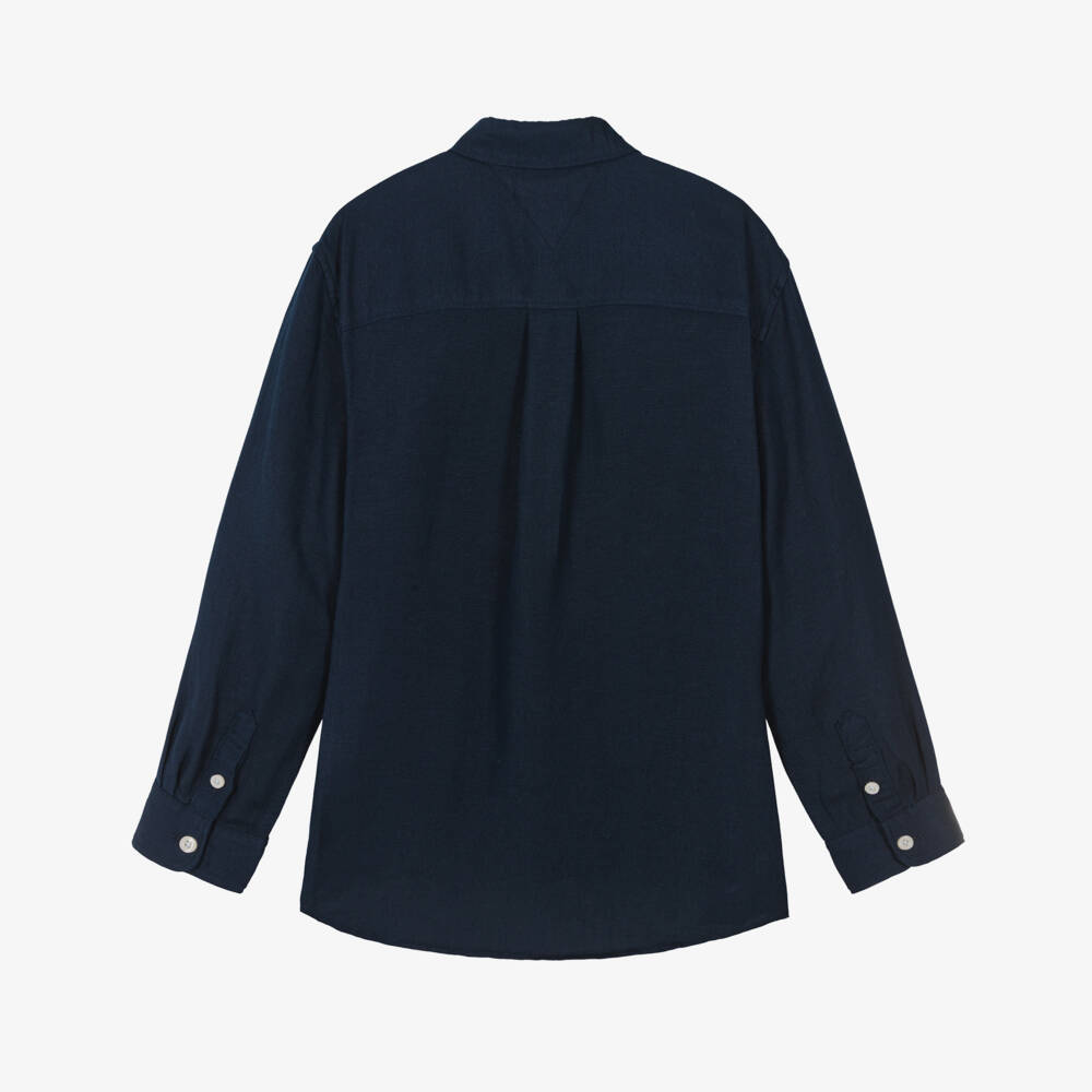 Tommy Hilfiger-Рубашка из смеси льна синяя для мальчиков | Childrensalon Outlet