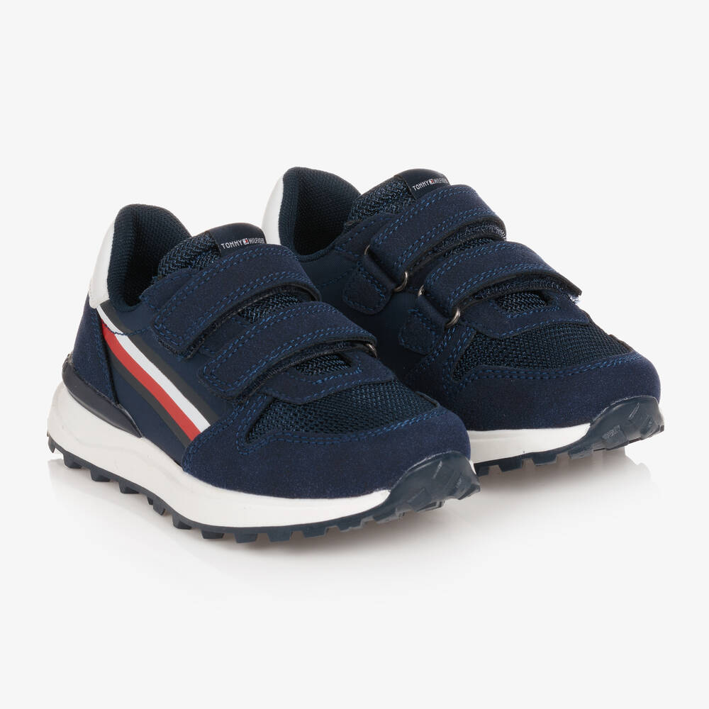 Tommy Hilfiger-Boys Navy Blue Logo Stripe Trainers | Childrensalon Outlet