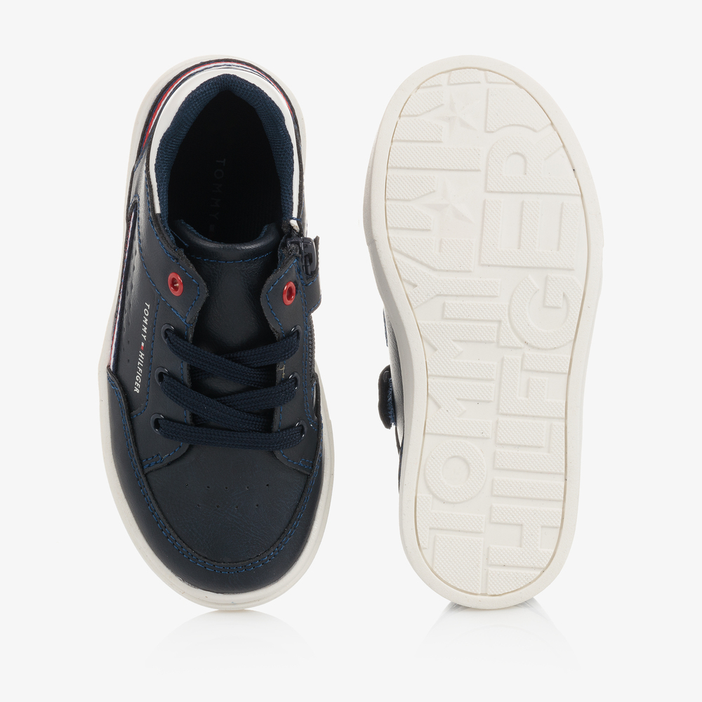 Tommy Hilfiger-Boys Navy Blue Logo Trainers | Childrensalon Outlet