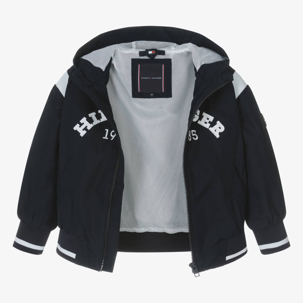 Tommy Hilfiger-Boys Navy Blue Monotype Bomber Jacket | Childrensalon Outlet