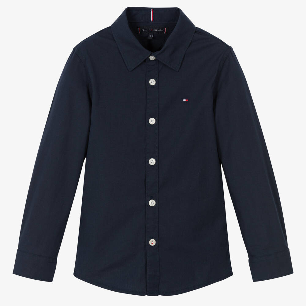 Tommy Hilfiger-Мягкая хлопковая рубашка синего цвета для мальчиков | Childrensalon Outlet