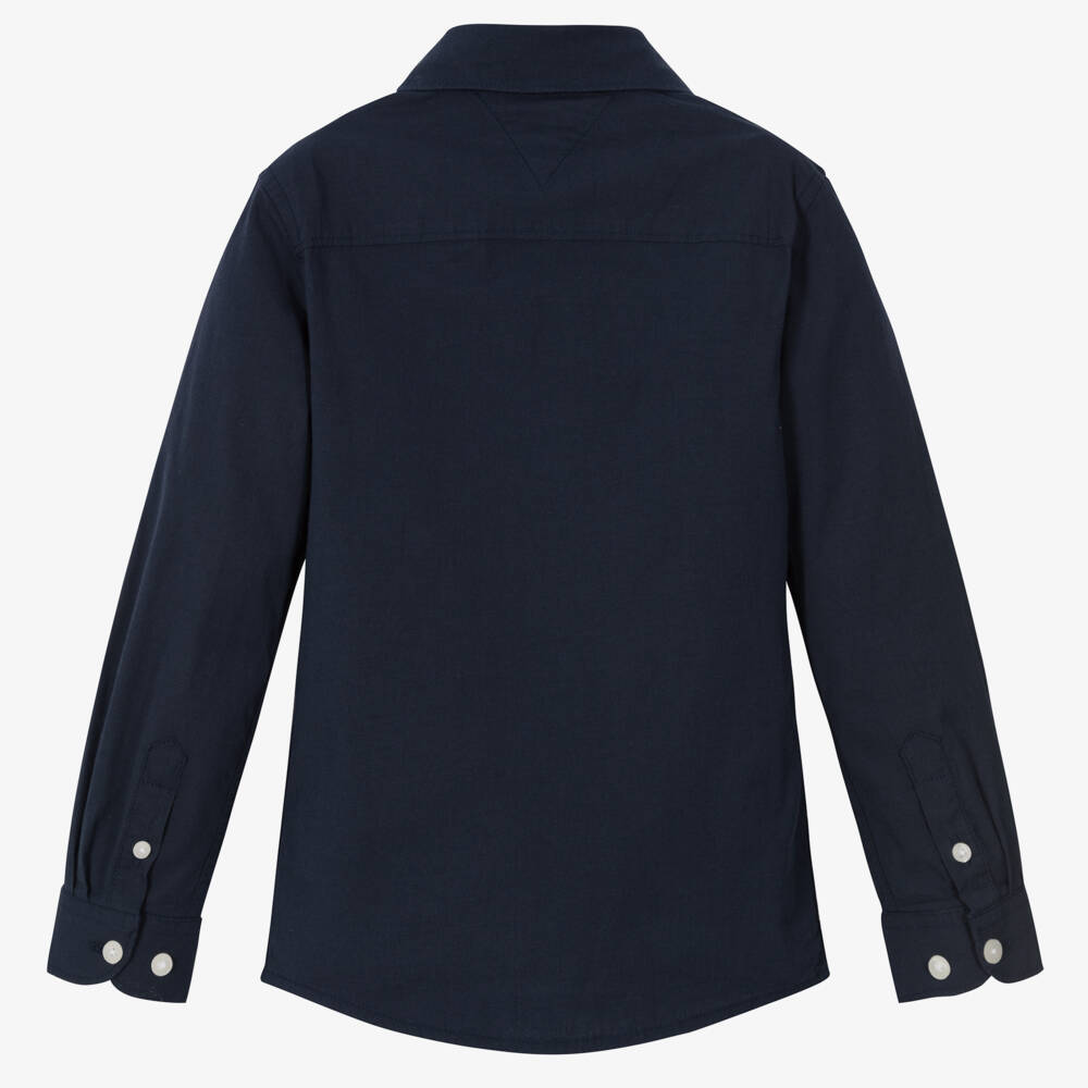 Tommy Hilfiger-Мягкая хлопковая рубашка синего цвета для мальчиков | Childrensalon Outlet