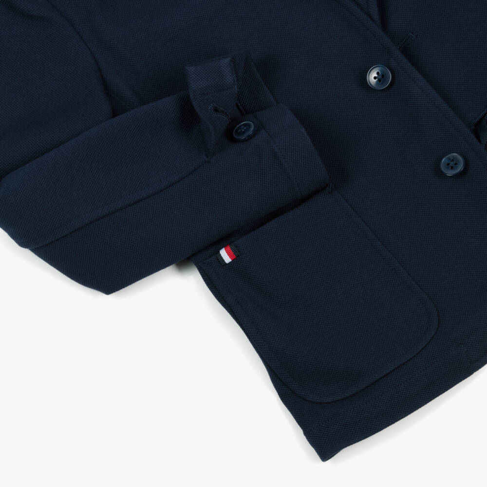 Tommy Hilfiger-Boys Navy Blue Piqué Jersey Blazer | Childrensalon Outlet