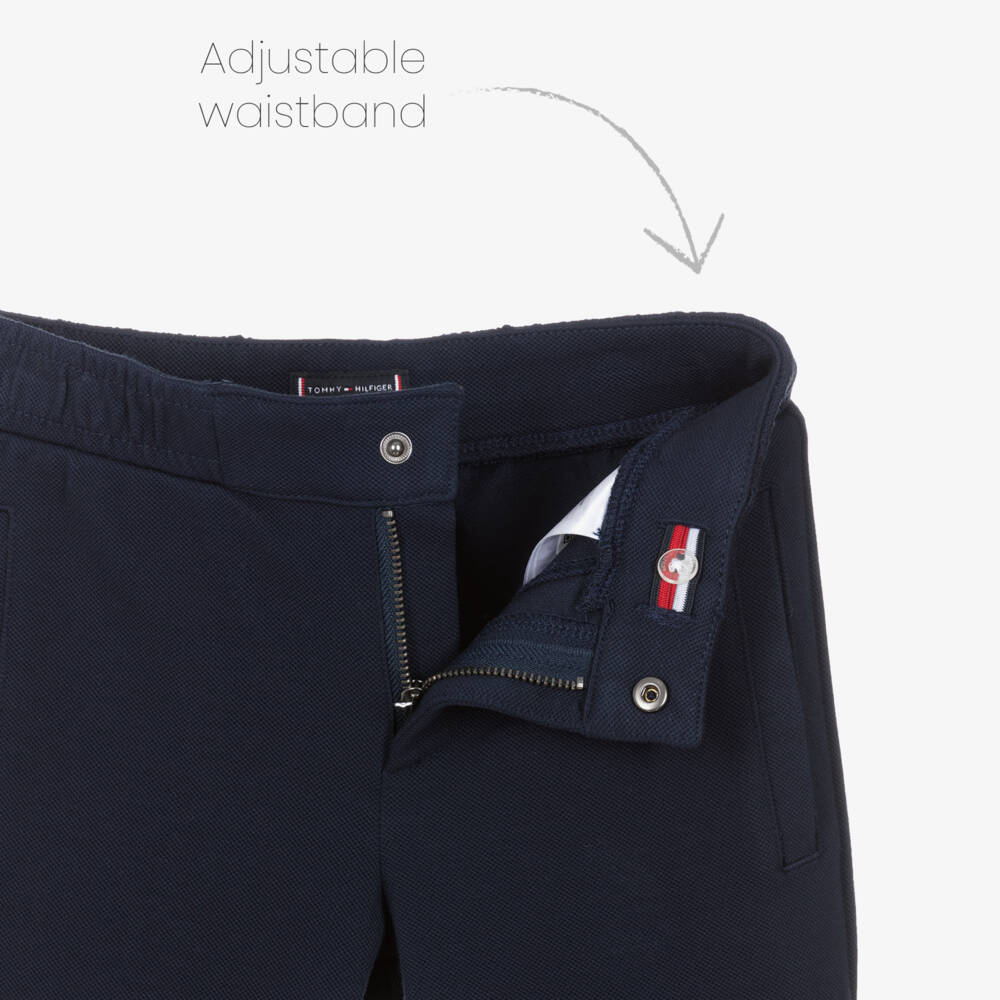Tommy Hilfiger-Boys Navy Blue Piqué Jersey Straight Leg Trousers | Childrensalon Outlet