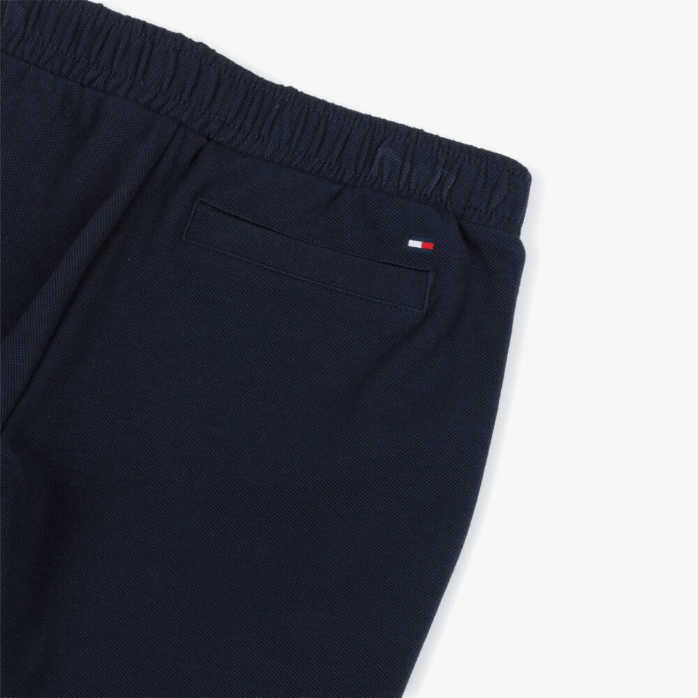 Tommy Hilfiger-Boys Navy Blue Piqué Jersey Straight Leg Trousers | Childrensalon Outlet