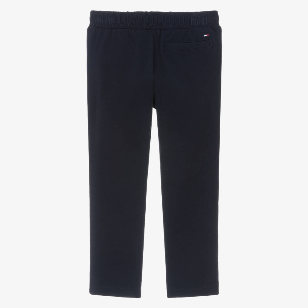 Tommy Hilfiger-Boys Navy Blue Piqué Jersey Straight Leg Trousers | Childrensalon Outlet