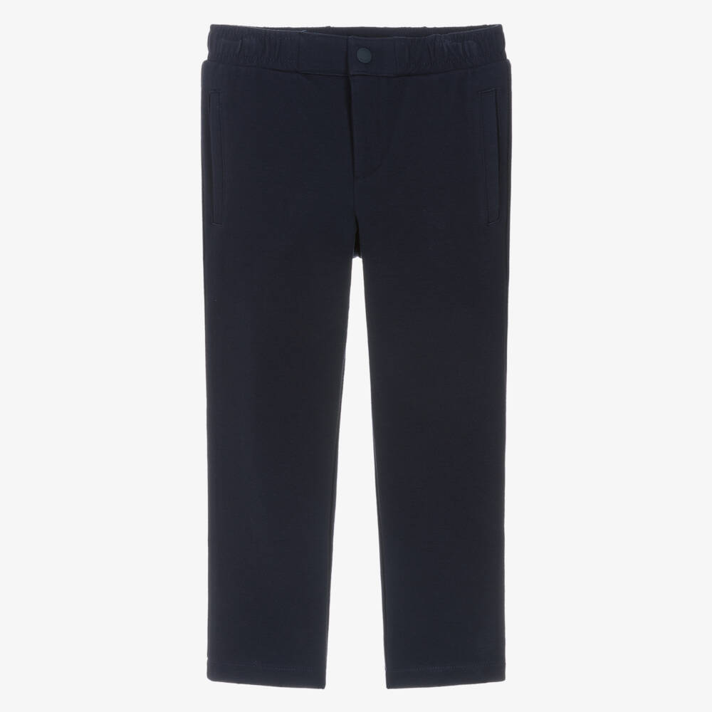 Tommy Hilfiger-Boys Navy Blue Piqué Jersey Straight Leg Trousers | Childrensalon Outlet