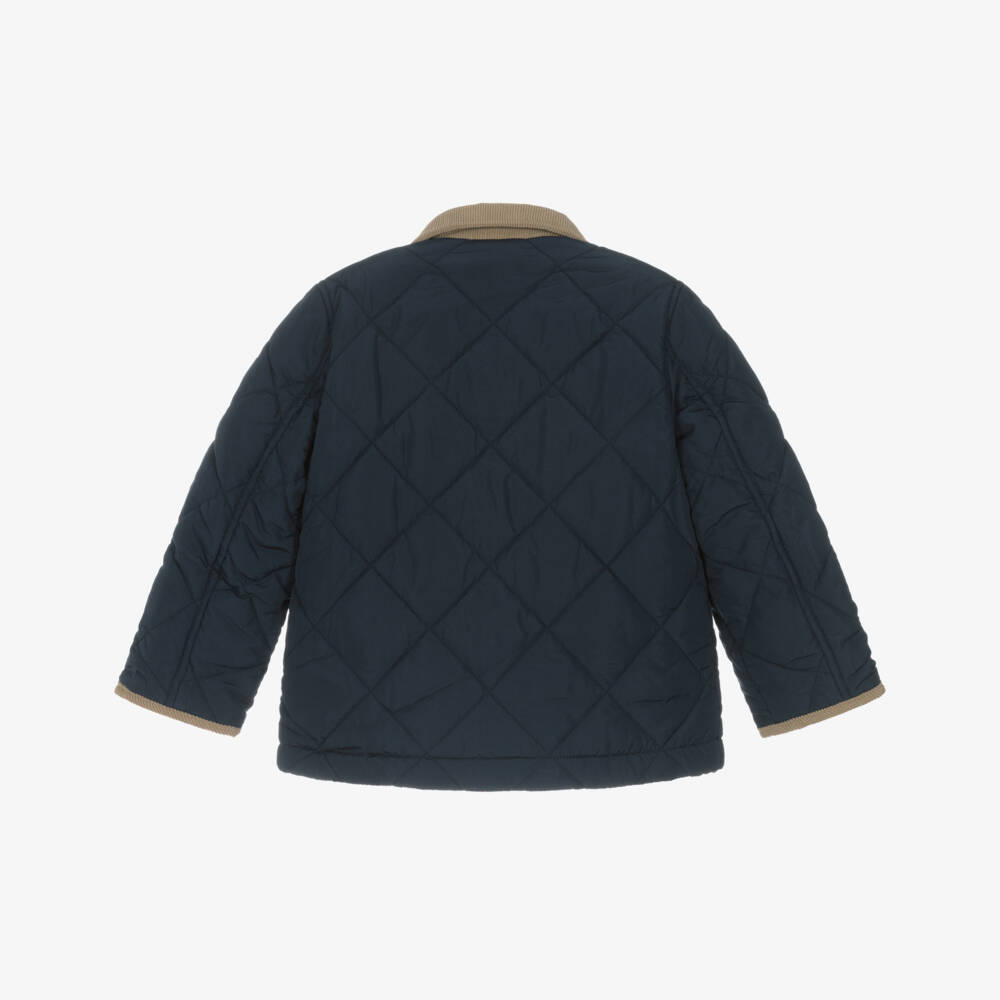 Tommy Hilfiger-Boys Navy Blue Quilted Jacket with Contrast Trims | Childrensalon Outlet