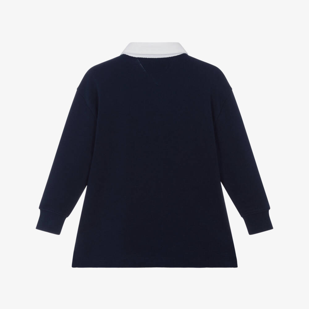 Tommy Hilfiger-Boys Navy Blue & Red Cotton Polo Shirt with Crest Logo | Childrensalon Outlet