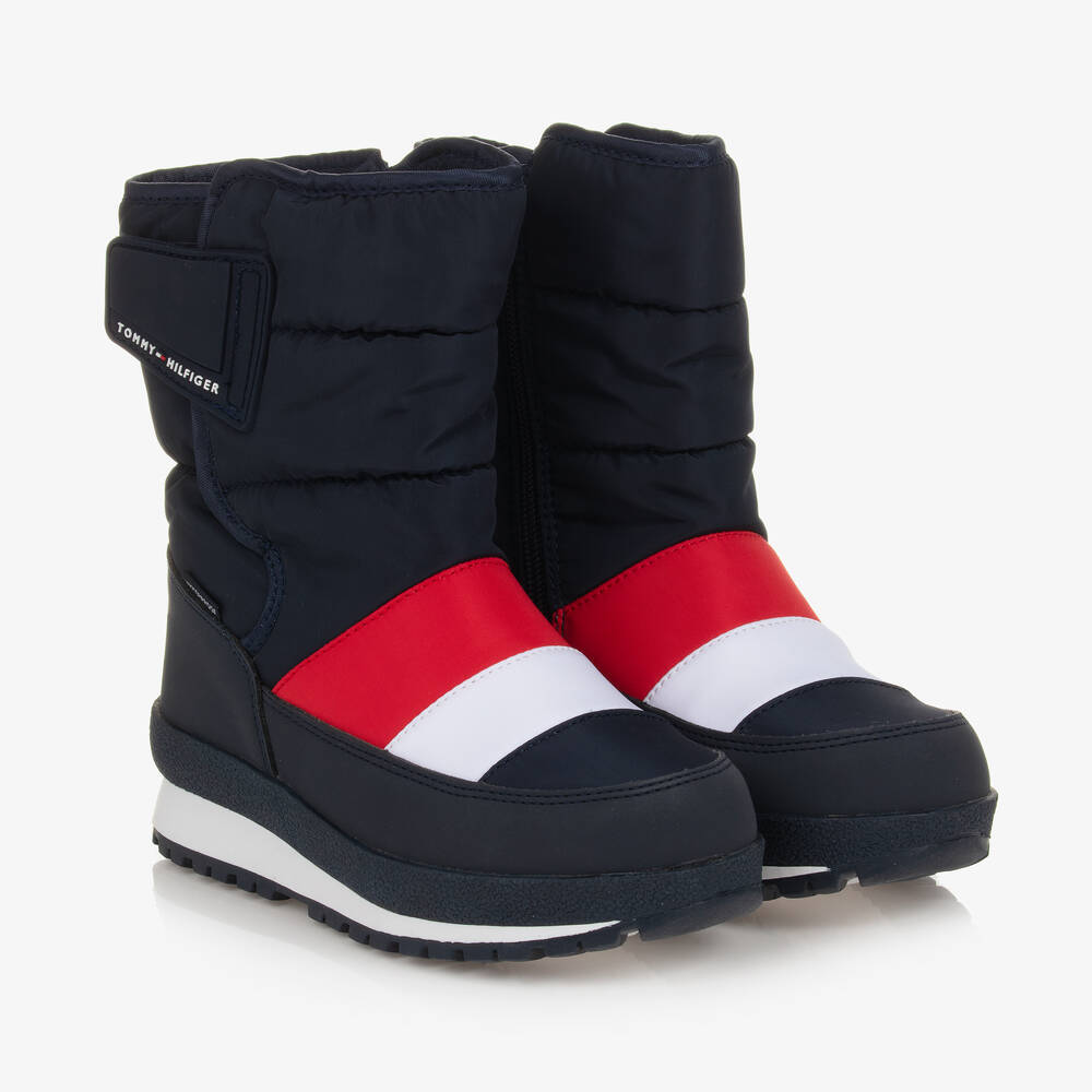 Tommy Hilfiger - Boys Navy Blue & Red Snow Boots | Childrensalon