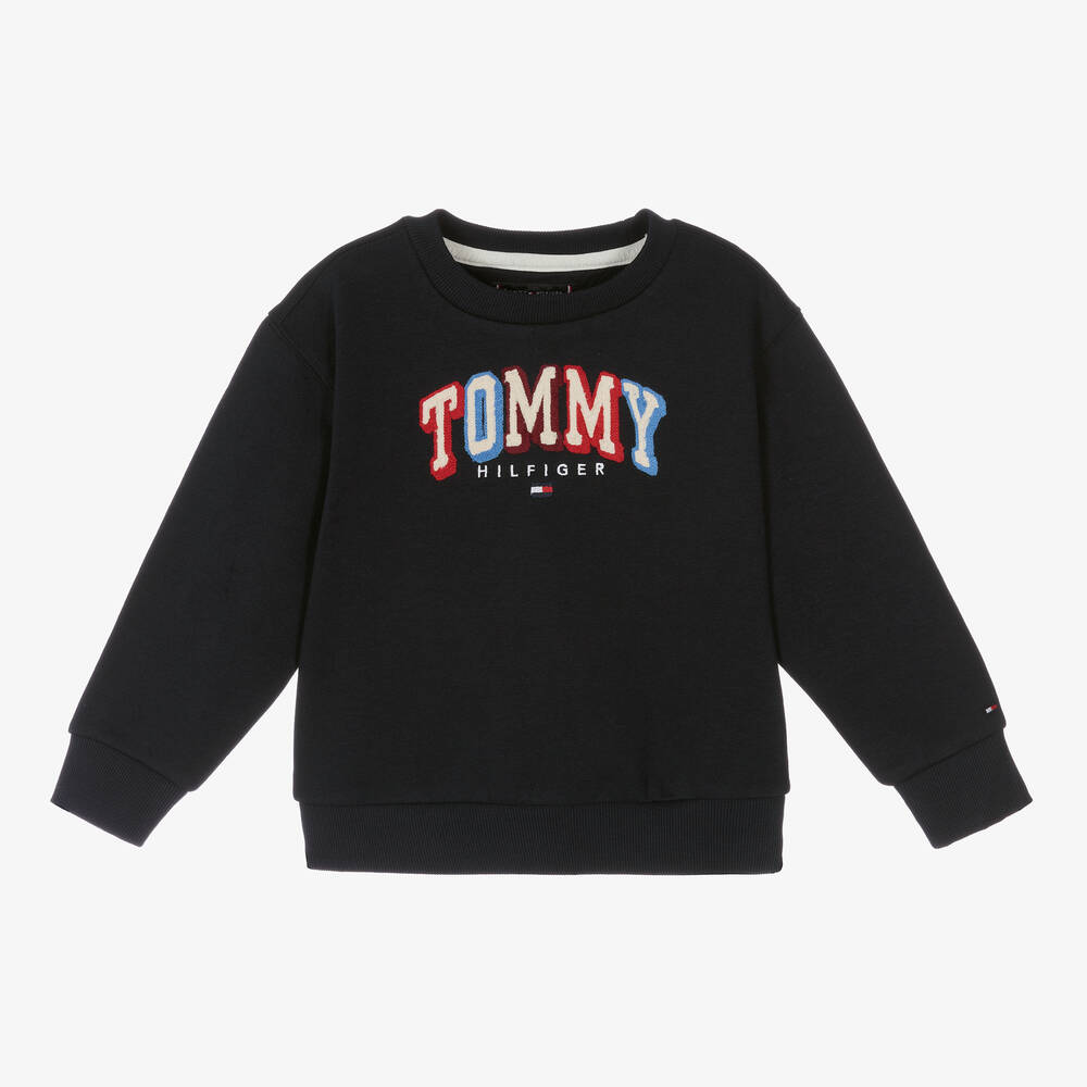 Tommy Hilfiger - سويتشيرت قطن جيرسي لون كحلي للأولاد | Childrensalon