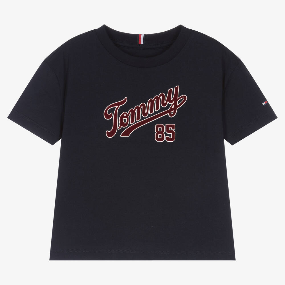 Tommy Hilfiger - Boys Navy Blue Varsity Logo T-Shirt | Childrensalon