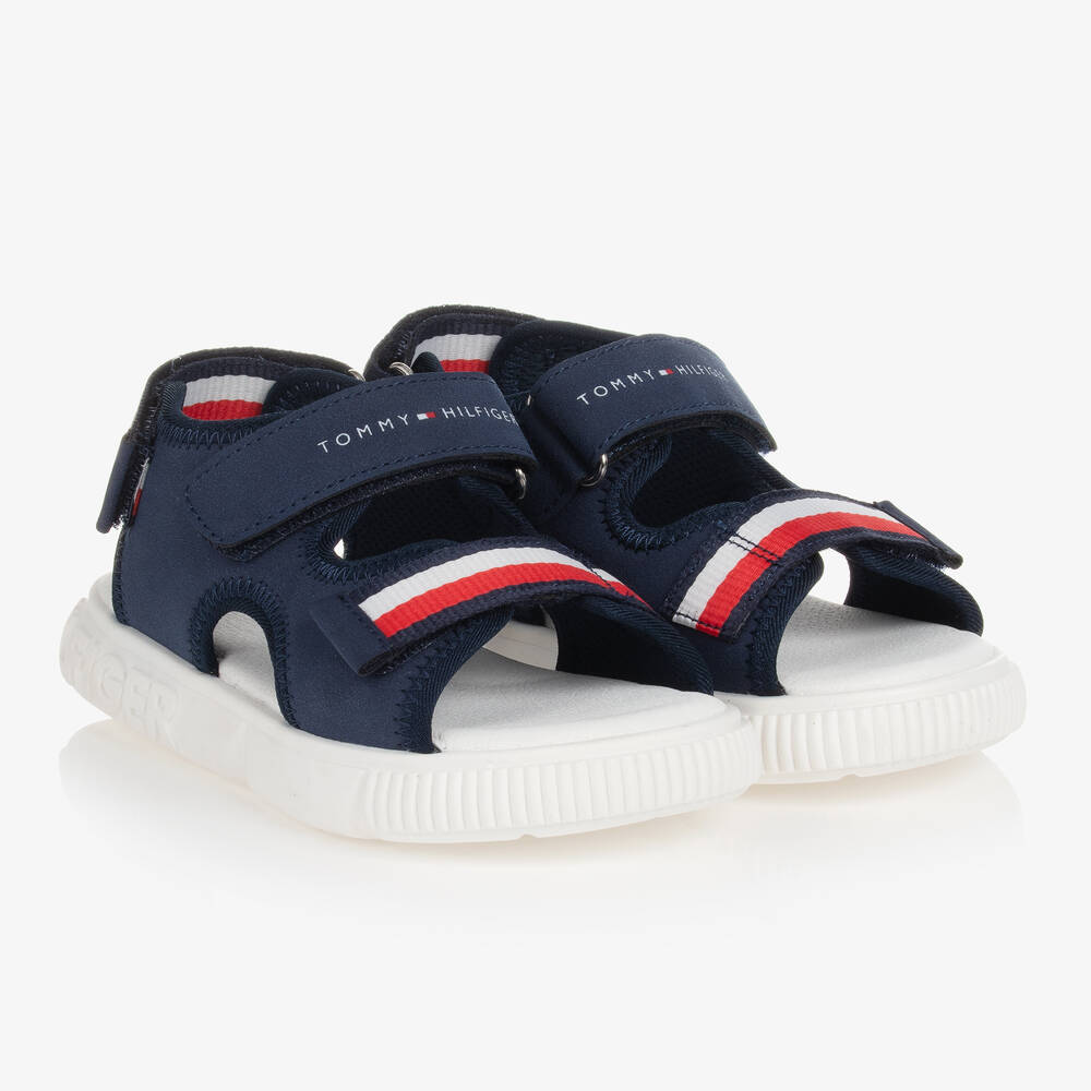 Tommy Hilfiger - Boys Navy Blue Velcro Sandals | Childrensalon